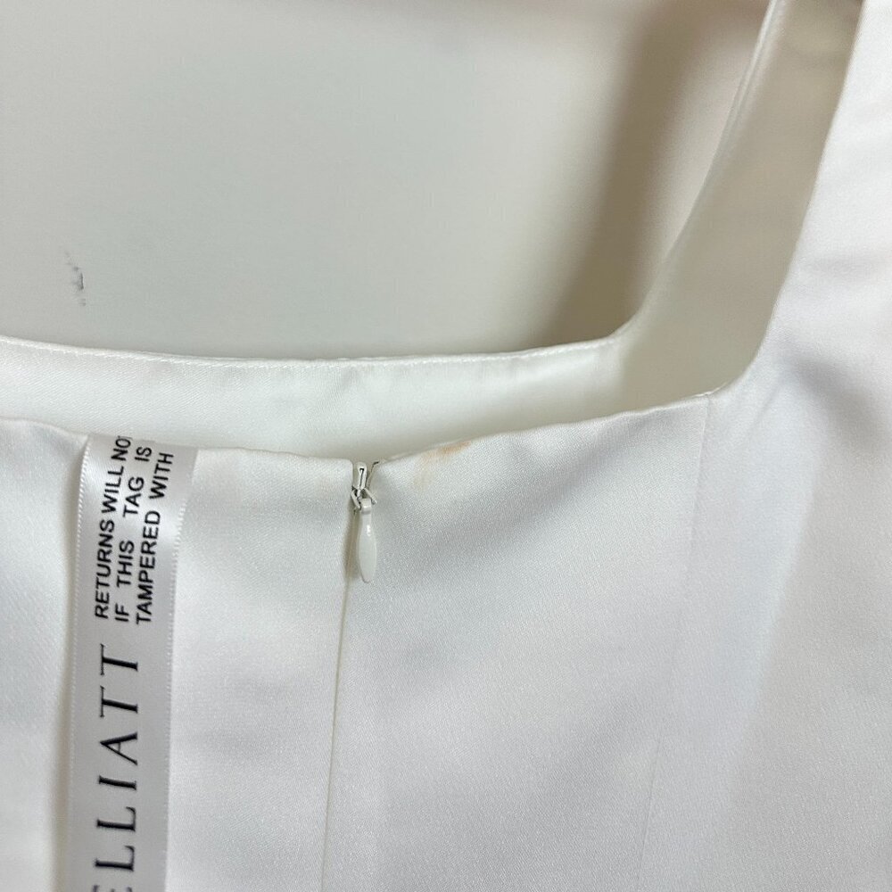 ELLIATT Amelie Square Neck Duchesse Satin Cocktail Minidress in Ivory Small - Picture 9 of 12